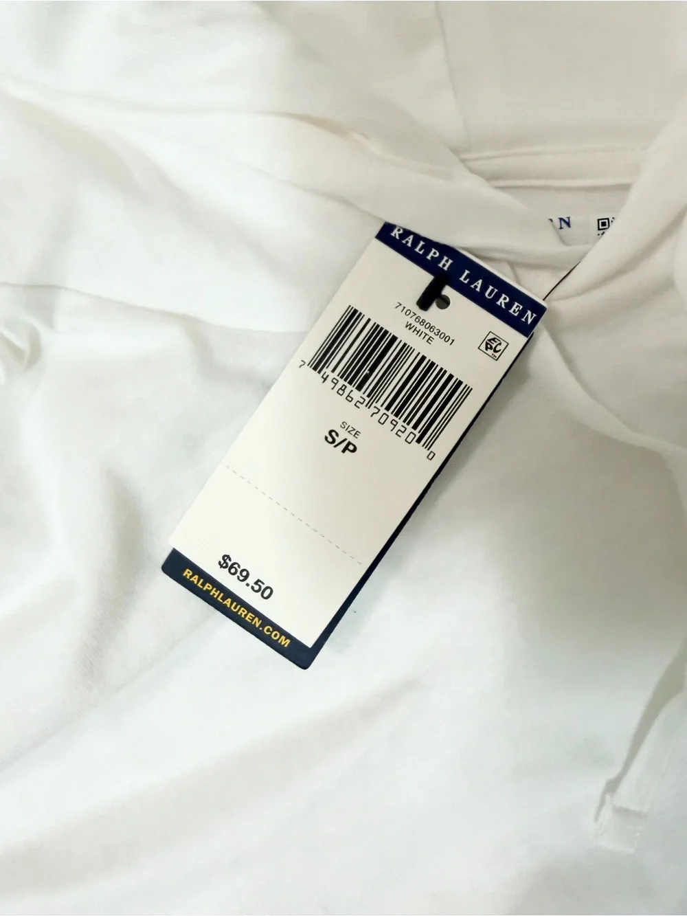 Polo by Ralph Lauren White Hooded Long-Sleeve Tee with Navy Pony